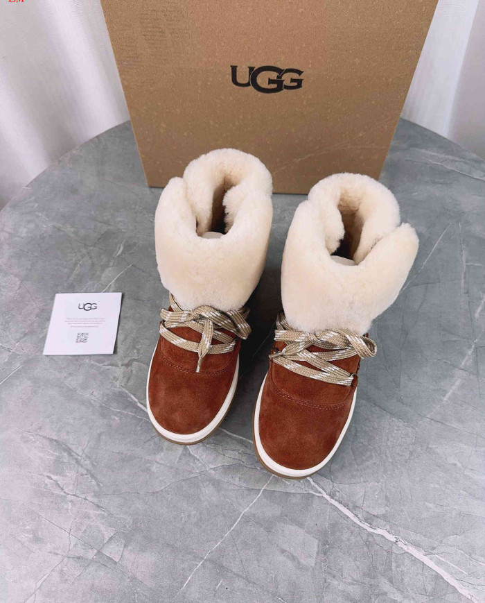 UGG Winter Shearling Lined Lace-Up Snow Boots