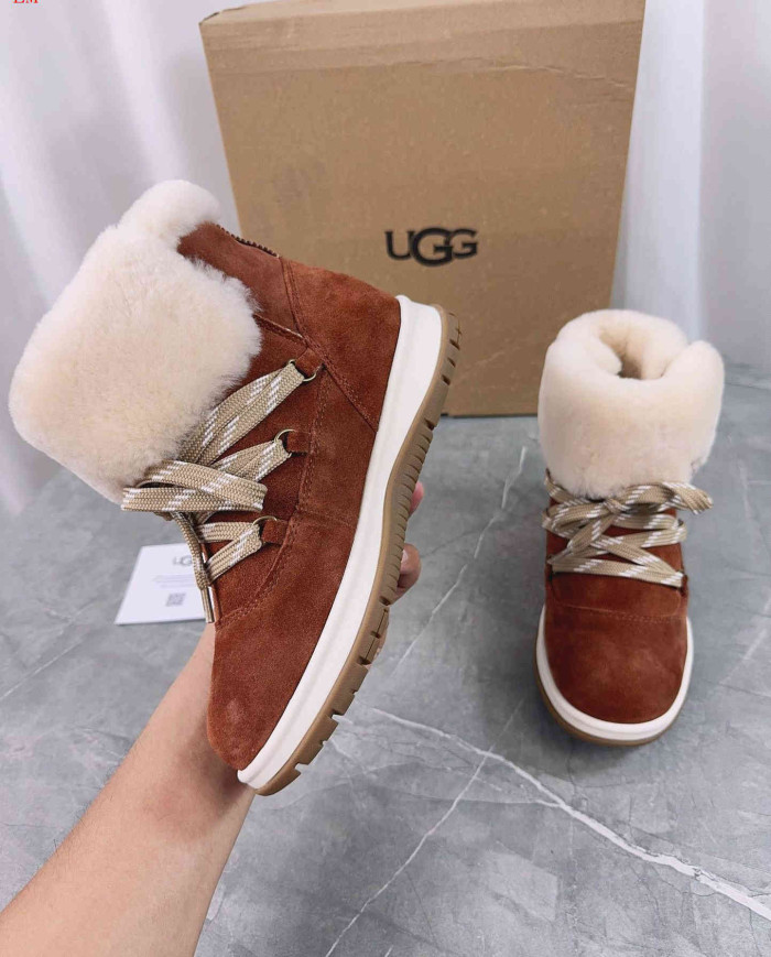 UGG Winter Shearling Lined Lace-Up Snow Boots