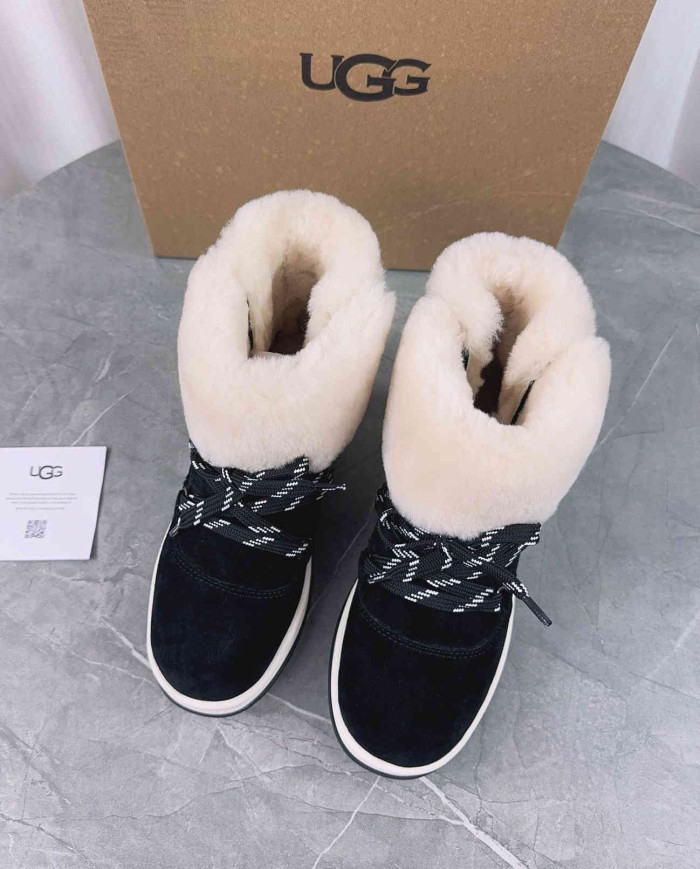 UGG Winter Shearling Lined Lace-Up Snow Boots