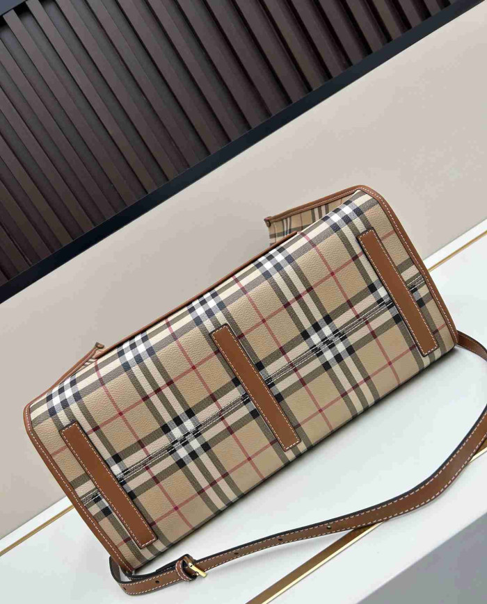 Burberry Plaid Top-Handle Tote Bag