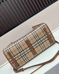 Burberry Plaid Top-Handle Tote Bag