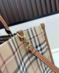 Burberry Plaid Top-Handle Tote Bag