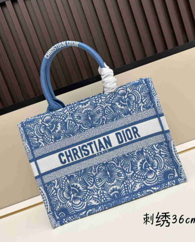 Dior Butterfly Embroidered Top Handle Tote Bag