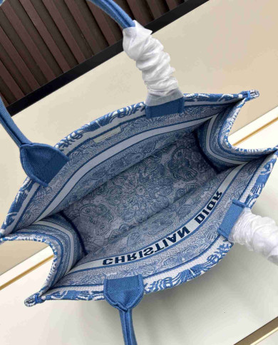 Dior Butterfly Embroidered Top Handle Tote Bag