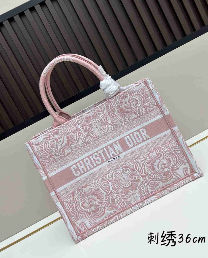 Dior Butterfly Embroidered Top Handle Tote Bag