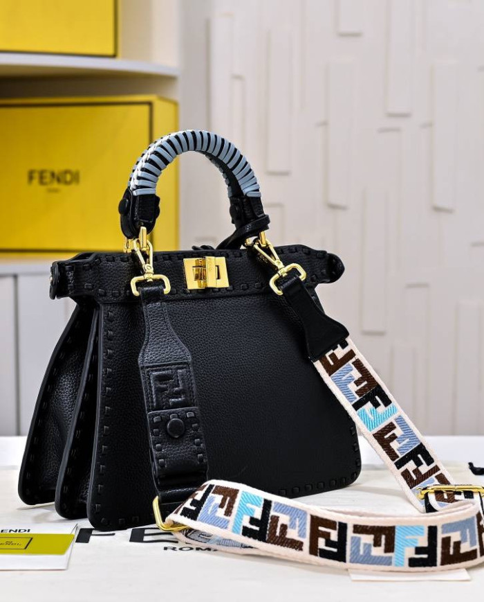 Fendi Top Handle Vintage Calfskin Chain Baguette Bag