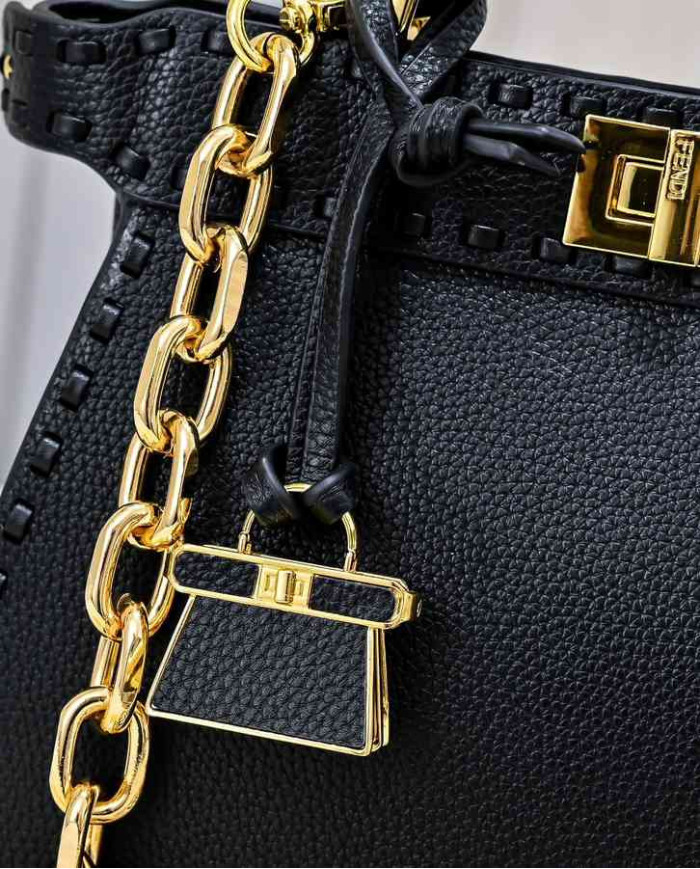 Fendi Top Handle Vintage Calfskin Chain Baguette Bag