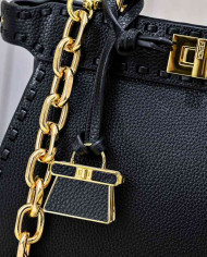 Fendi Top Handle Vintage Calfskin Chain Baguette Bag