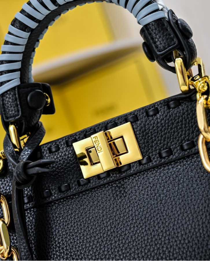 Fendi Top Handle Vintage Calfskin Chain Baguette Bag