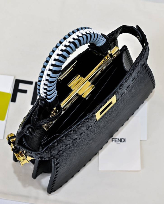 Fendi Top Handle Vintage Calfskin Chain Baguette Bag