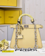 Fendi Top Handle Vintage Calfskin Chain Baguette Bag