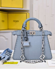 Fendi Top Handle Vintage Calfskin Chain Baguette Bag