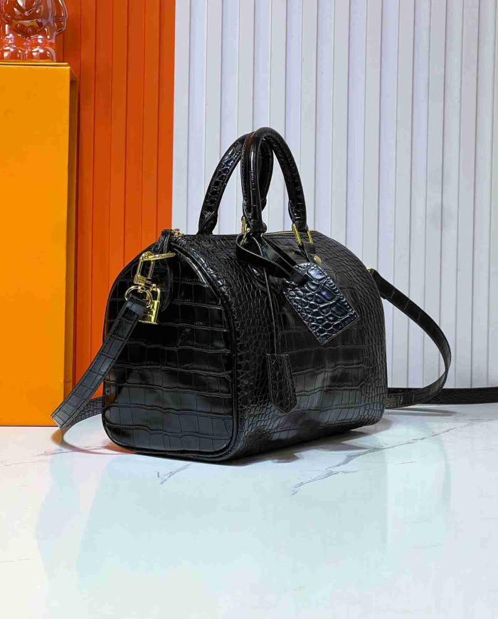 Louis Vuitton Croc Embossed Boston Bag