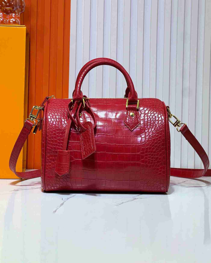 Louis Vuitton Croc Embossed Boston Bag