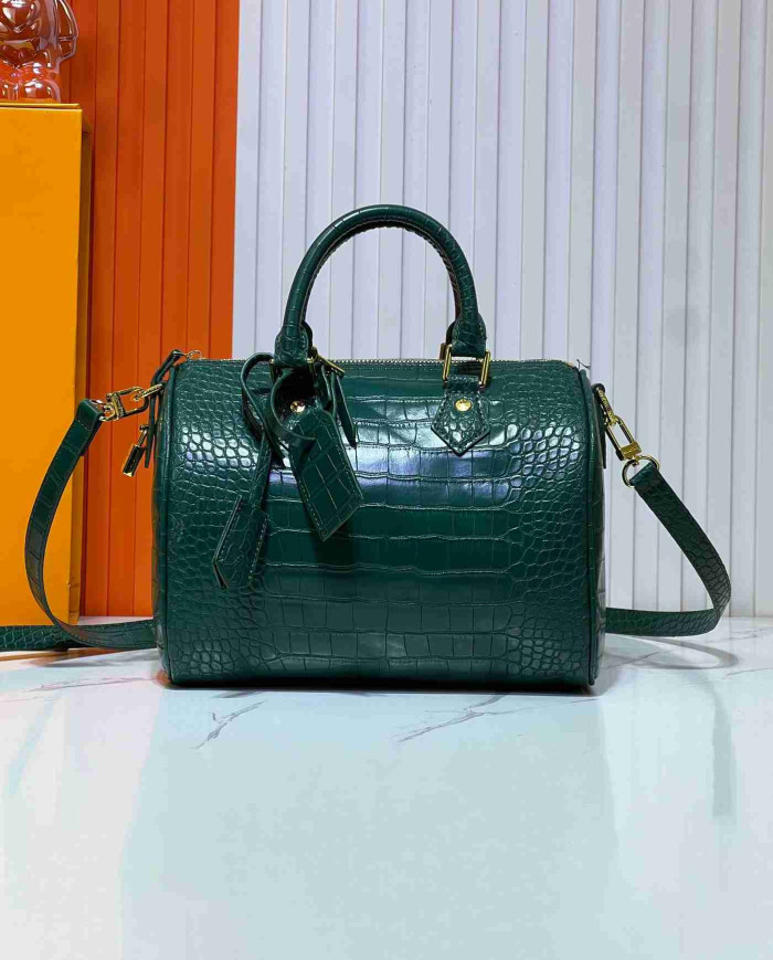 Louis Vuitton Croc Embossed Boston Bag