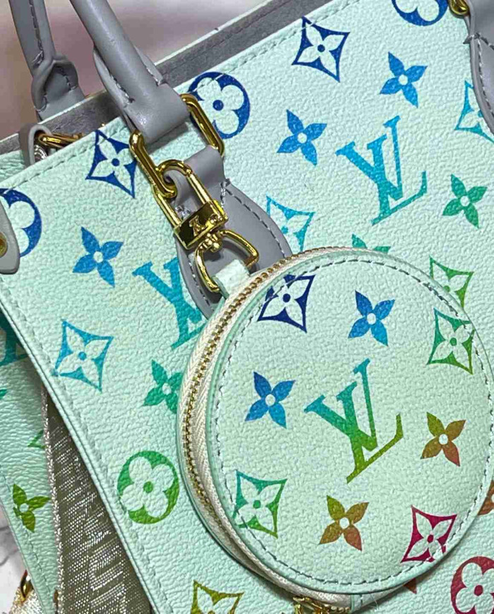 Louis Vuitton Color Monogram Tote Bag with Round Charm