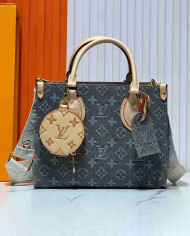 Louis Vuitton Denim Monogram Tote Bag with Round Charm