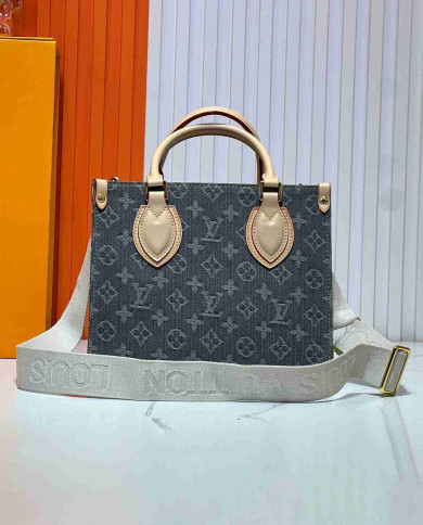 Louis Vuitton Denim Monogram Tote Bag with Round Charm