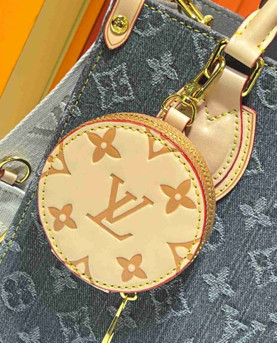Louis Vuitton Denim Monogram Tote Bag with Round Charm