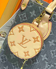 Louis Vuitton Denim Monogram Tote Bag with Round Charm