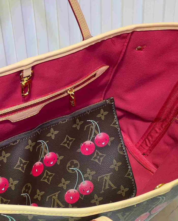 Louis Vuitton Cherry Print Neverfull Tote Bag