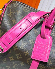 Louis Vuitton Pink Leather Trim Travel Bag