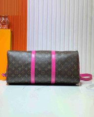 Louis Vuitton Pink Leather Trim Travel Bag