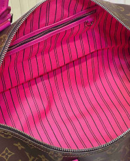 Louis Vuitton Pink Leather Trim Travel Bag