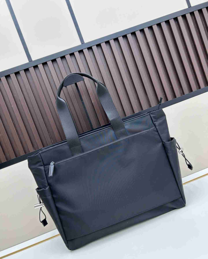 Prada Black Nylon Dual Strap Tote Bag