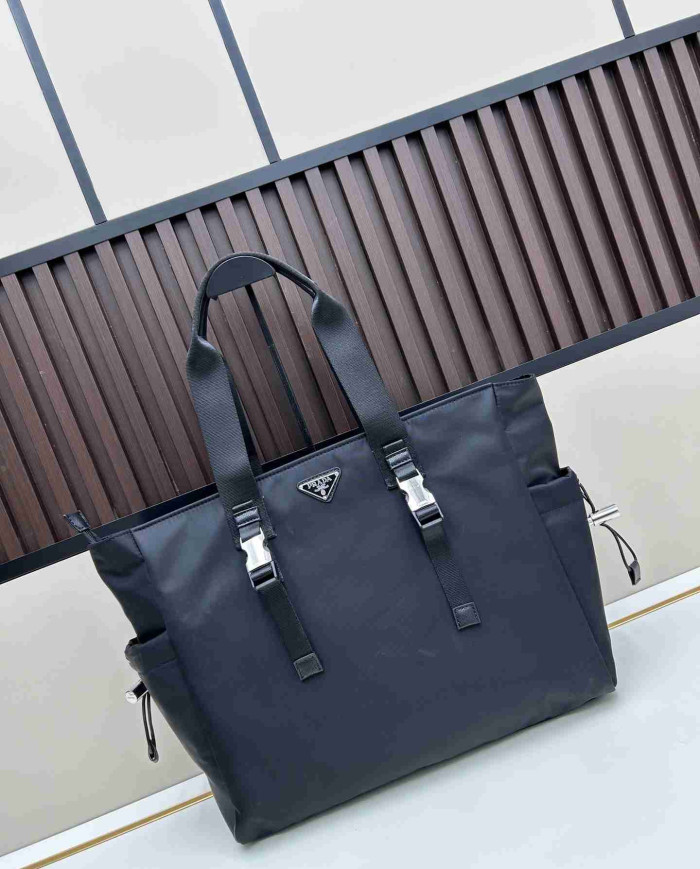 Prada Black Nylon Dual Strap Tote Bag