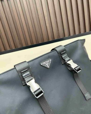 Prada Black Nylon Dual Strap Tote Bag