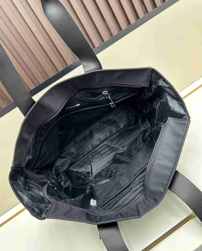 Prada Black Nylon Dual Strap Tote Bag