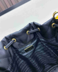 Prada Black Quilted Chain Drawstring Bucket Bag