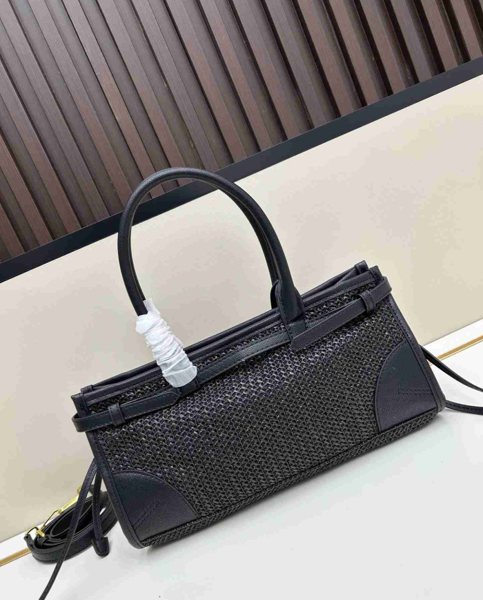 Prada Woven Leather Top Handle Bag