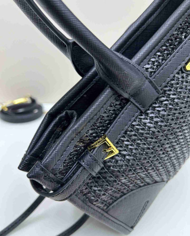 Prada Woven Leather Top Handle Bag