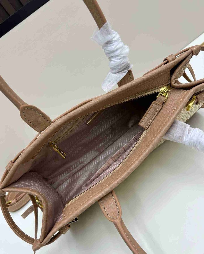 Prada Woven Leather Top Handle Bag