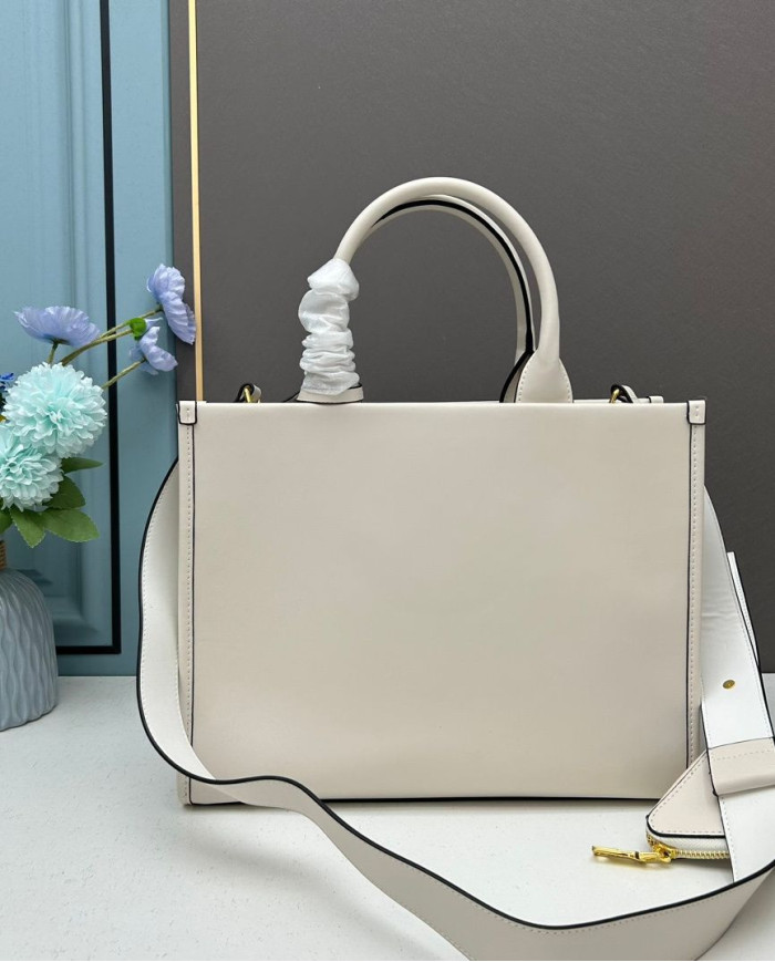 Prada Top Handle Embossed Leather Bag