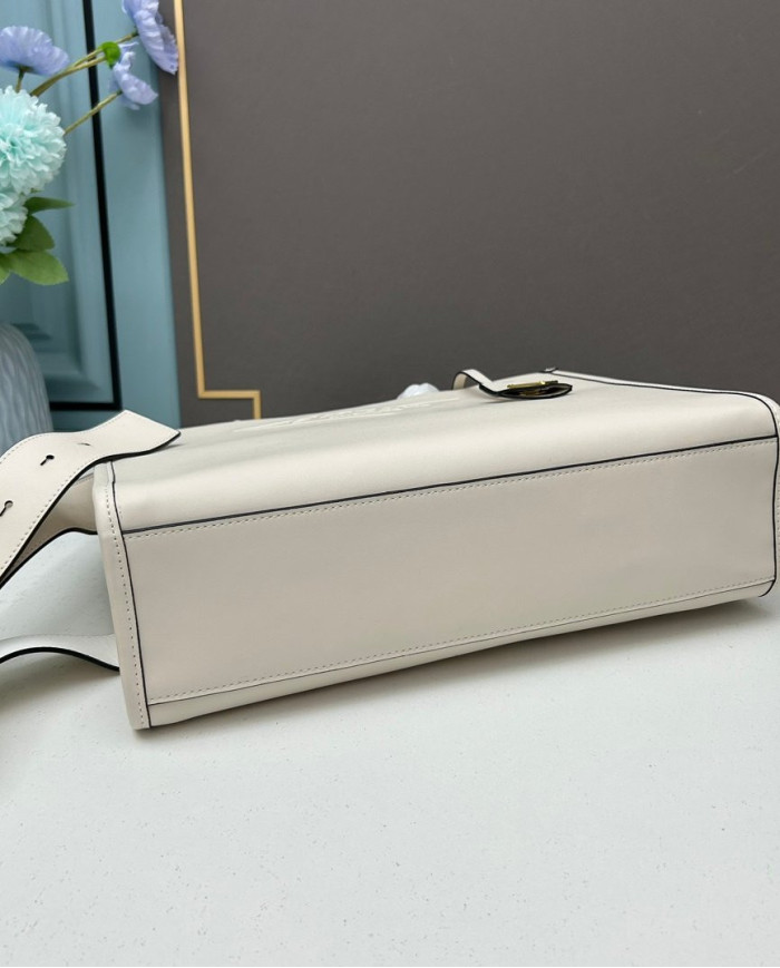 Prada Top Handle Embossed Leather Bag