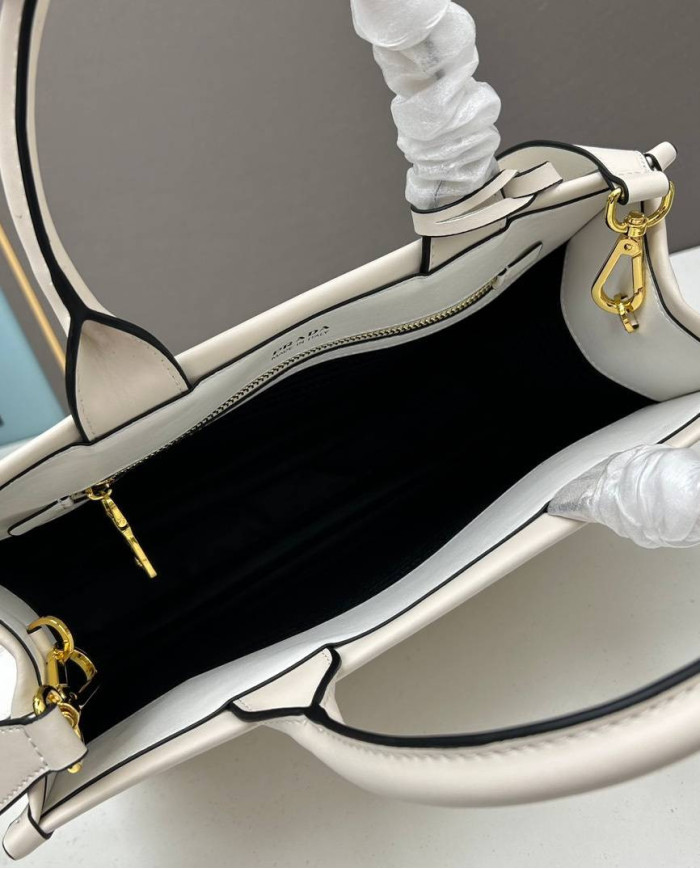 Prada Top Handle Embossed Leather Bag