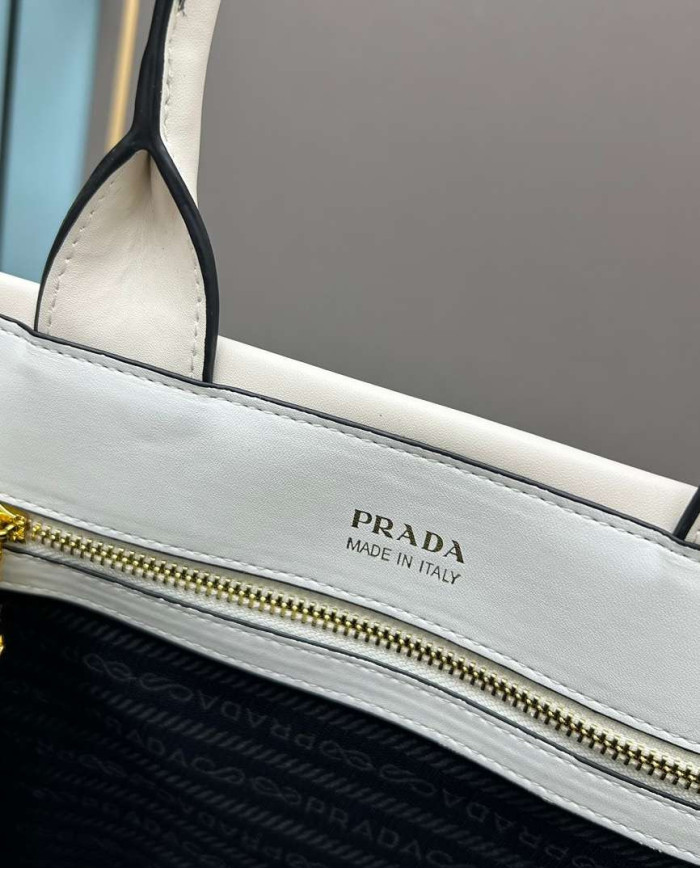 Prada Top Handle Embossed Leather Bag