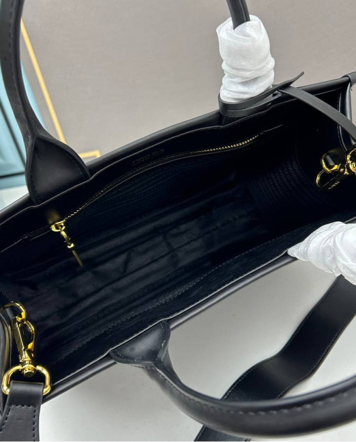 Prada Top Handle Embossed Leather Bag