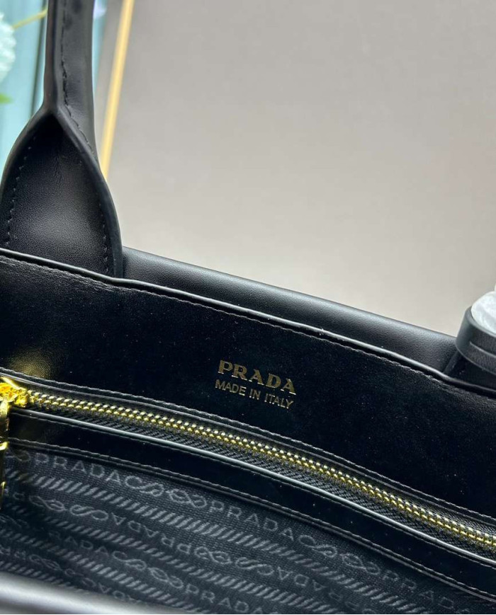 Prada Top Handle Embossed Leather Bag