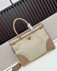 Prada Top Handle Woven Straw Bag