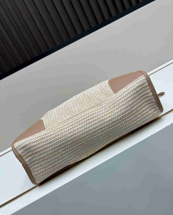 Prada Top Handle Woven Straw Bag