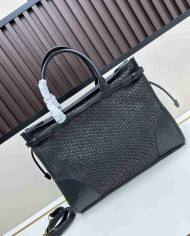 Prada Top Handle Woven Straw Bag