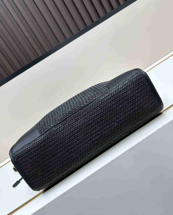 Prada Top Handle Woven Straw Bag