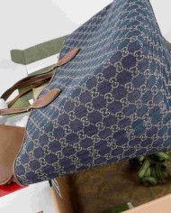 GUCCI GG Blue Canvas Tote Bag