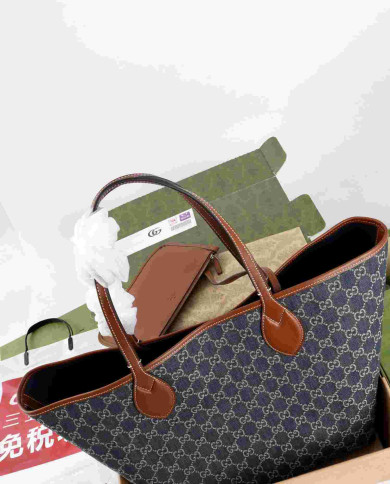 GUCCI GG Blue Canvas Tote Bag