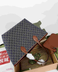 GUCCI GG Blue Canvas Tote Bag