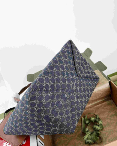 GUCCI GG Blue Canvas Tote Bag